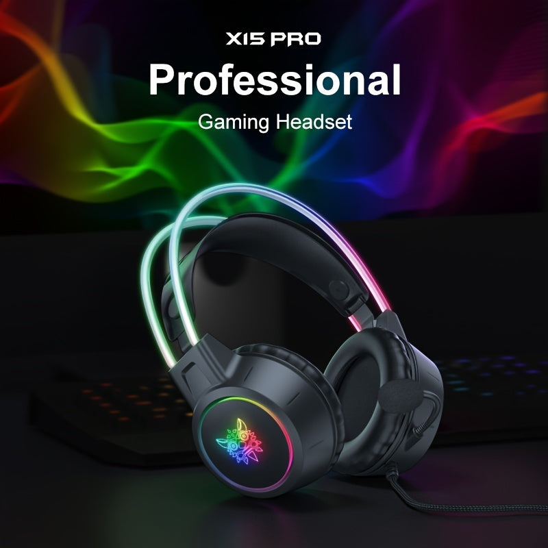 ONIKUMA RGB Gaming Headset with Noise Cancellation, High-Quality Sound, Detachable Mic, Black Anime-Themed Design, USB Powered, Surround Sound, Volume Control, Wired for PC and Laptop.