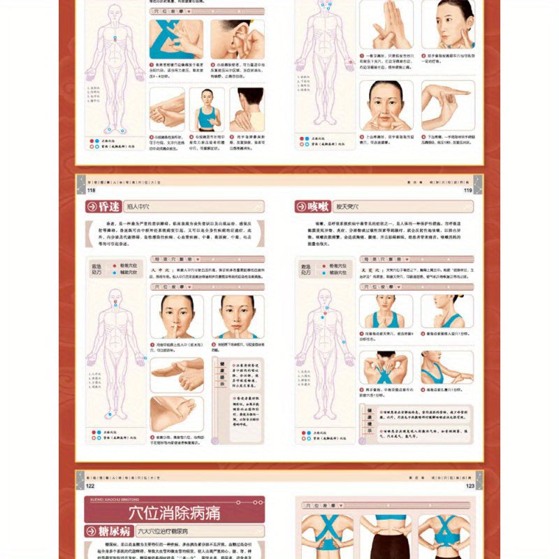 Colorful illustrated book on human body acupoints for common diseases, with introduction to Traditional Chinese Medicine and quick acupoint selection.