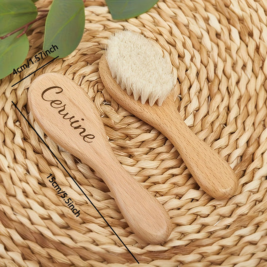 Personalized Wooden Hair Brush with Engraving, featuring Ramadan Sheep, Star, and Moon design. Customize with a name for a unique and thoughtful gift, perfect for Mother's Day or a birthday celebration. A special souvenir to cherish.