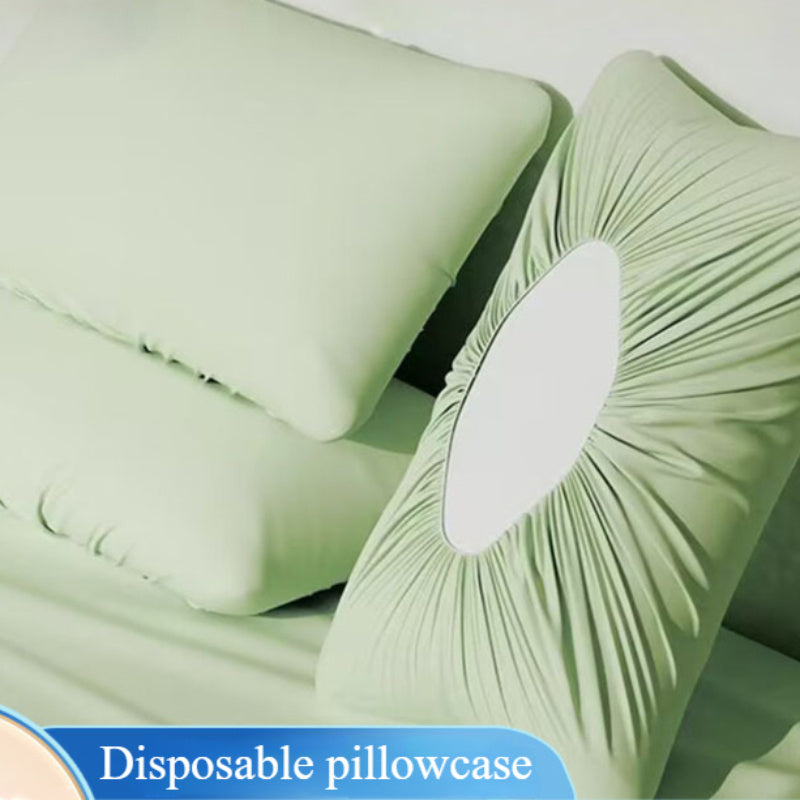 Set of 2 disposable pillowcases, can be machine washed, resistant to dirt and breathable. Fits standard pillows and perfect for use in hotels, beauty salons, and during travel. Pillow core not included.