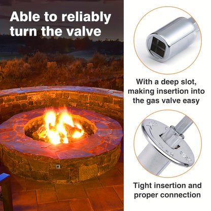 '- Sleek 8-Inch Gas Fireplace Key in Polished Chrome Finish with D-Ring & Keychain
- Compatible with 1/4" & 5/16" Valve Stems, Ideal for Fire Pits and Fireplaces