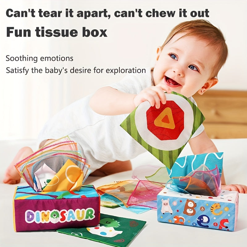 Toys for Babies 6-12 Months: Soft Tissue Box and High Contrast Crinkle Paper Sensory Silk Scarves - Ideal Early Learning Present! Great for Christmas, Halloween, and Thanksgiving gifts.