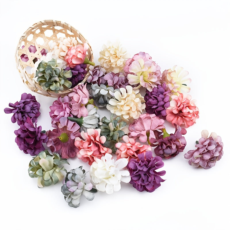 20/40/50pcs of artificial hydrangea flowers with simulation embroidery ball heads for DIY wedding, party, home, garden decorations.