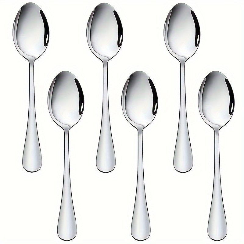 Set of stainless steel dinner spoons, dishwasher safe in 6/12 pieces.