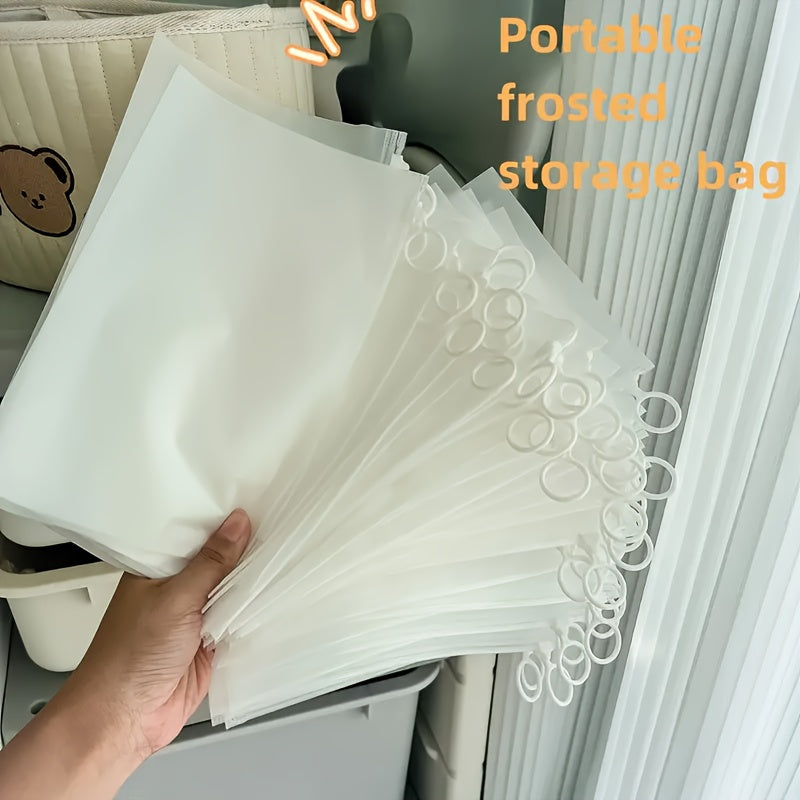 20 large frosted transparent ziplock bags for portable, waterproof, and multi-purpose storage of daily essentials. Zipper pouch bags made of plastic material.