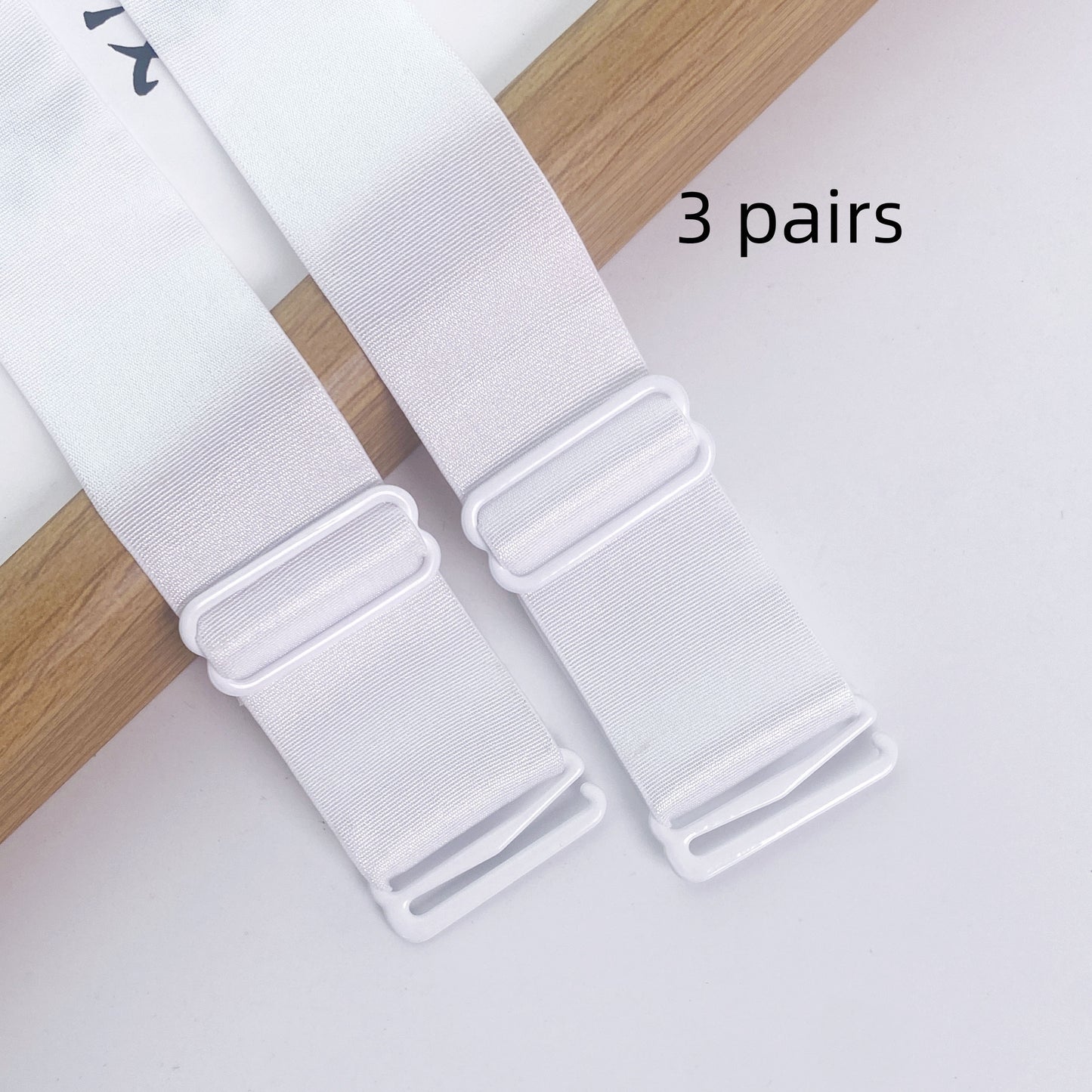 3 pairs of plain non-slip, adjustable shoulder straps for women's lingerie and underwear.