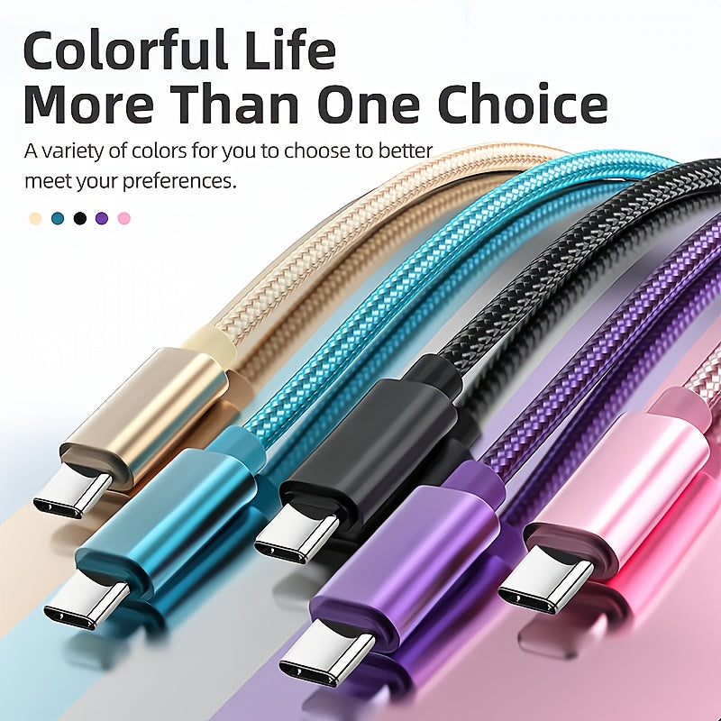 Fast charging USB-C to Type-C cable, compatible with Samsung, MacBook, iPad, and Xiaomi devices.