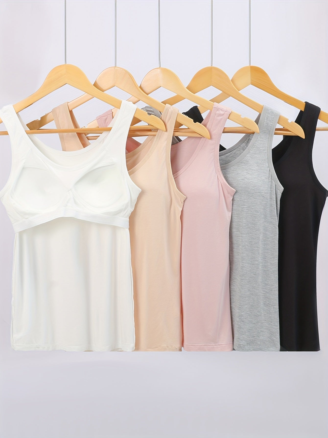 5 ZIMI COLLECTION Women's Casual Knit Tank Tops with Built-In Bra Pads - Stylish, Comfortable Sleeveless Shirts in Solid Colors, made of Breathable Viscose Blend