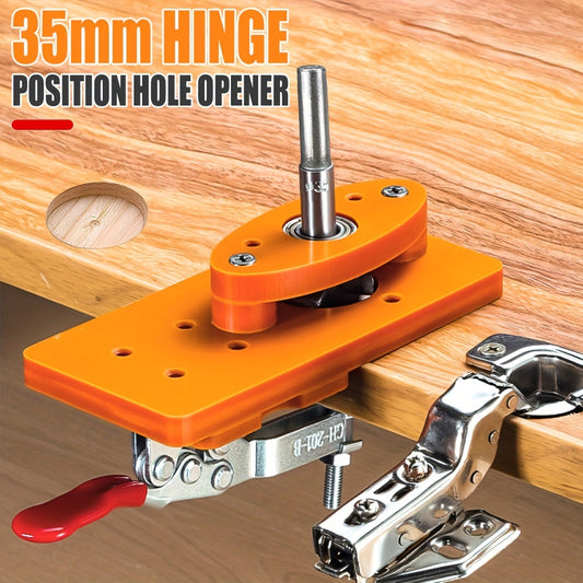 35mm Hinge Drill Guide Jig Set for doors and cabinets, woodworking tool kit with invisible hole punch locator.