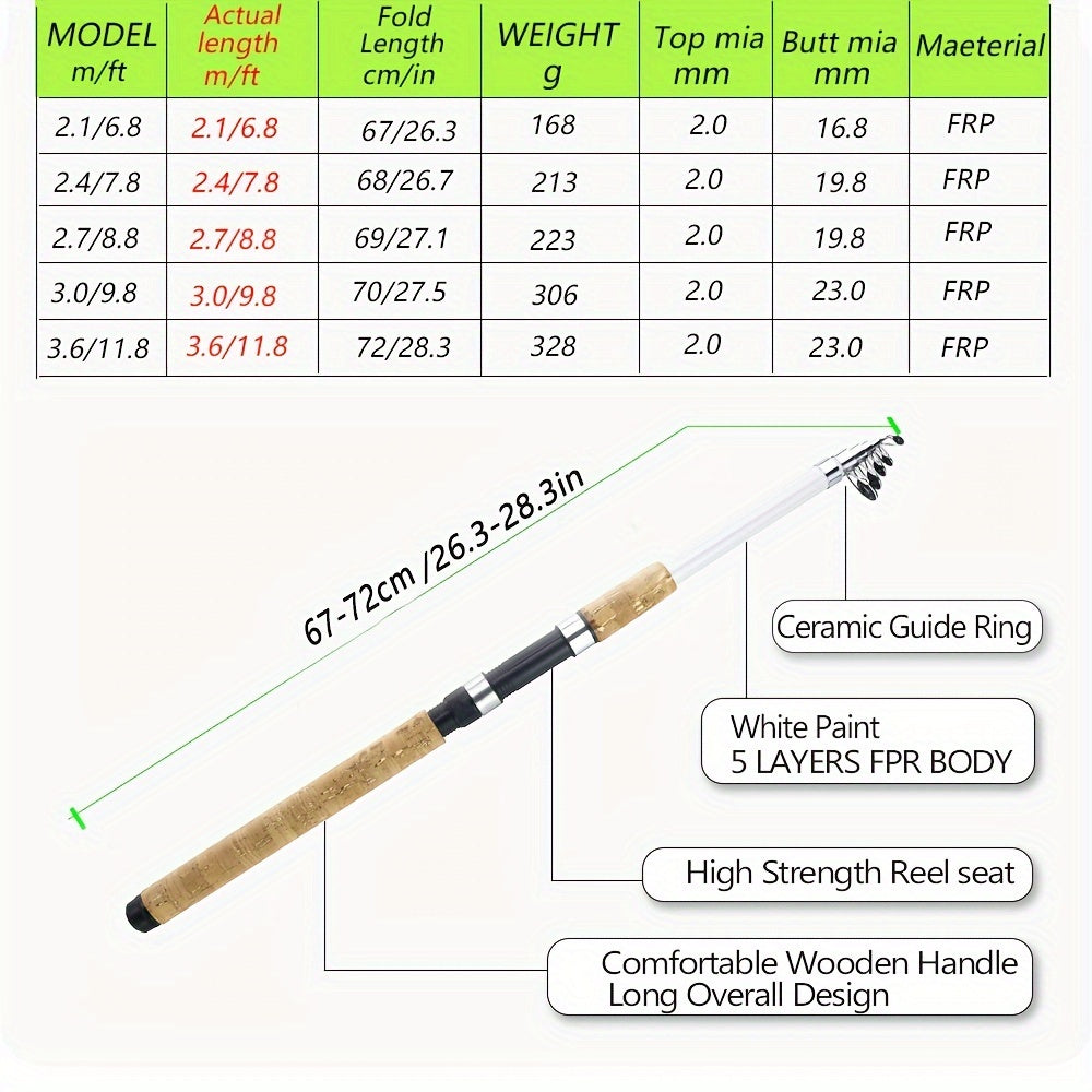 JOSBY portable fishing rod offers high performance with durable fiberglass and easy travel design. Available in lengths from 2.1m to 3.6m.