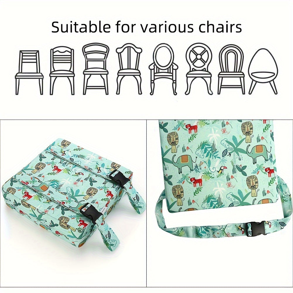 The Heightening Pad is a versatile seat cushion with a foldable design and a soft backrest. It can also be used as a floor mat in various settings such as the living room, kindergarten, terrace, or beach. The included belt can be used to secure the chair