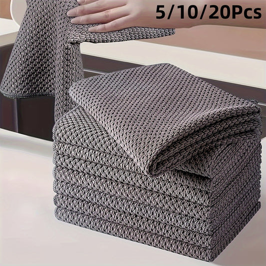 5/10pcs Waffle Square Plaid Dish Cloths with Super Soft Water Absorption and Quick Dry Qualities, Ideal for Dishwashing and Cleaning, Also Suitable for Use as Face Towels or Scouring Pads in the Kitchen.