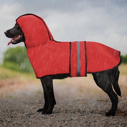 Adjustable Reflective Pet Raincoat for Dogs - Hand wash only, all-size fit, durable woven polyester, easy pullover design with secure fastening - Versatile red raincoat for dogs of all