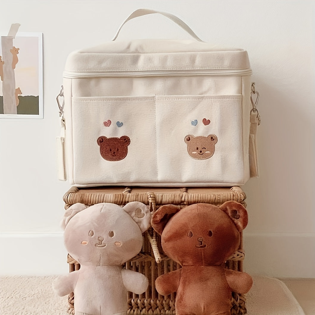 Stylish Bear Insulated Diaper Bag - Convenient Mommy Storage with Milk Cooler Compartment, Perfect for Strollers