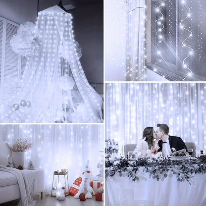 These USB-Powered Fairy Curtain Lights come with a remote control and feature 8 different modes, dimmable settings, and a timer. They are perfect for adding ambiance to weddings, parties, home decor, and bedroom decor. Choose from 300, 200, or 100 LEDs