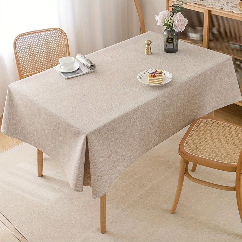 Thick polyester tablecloth in solid color adds elegance to dining and coffee tables with its modern design.