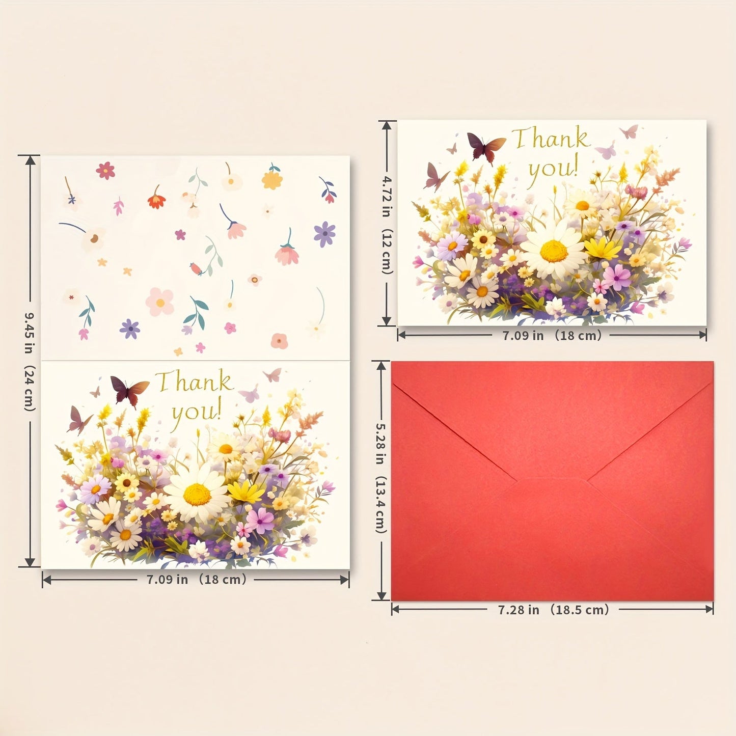 Thanksgiving Greeting Card Set from JOYASIS: Blank Handwritten Envelope, Elegant Floral Design, Foldable Gratitude Card, Unique Encouragement Blessing, Suitable for Young Adults, Relatives, Peers, and Acquaintances. Made with Durable Paper, Rectangular