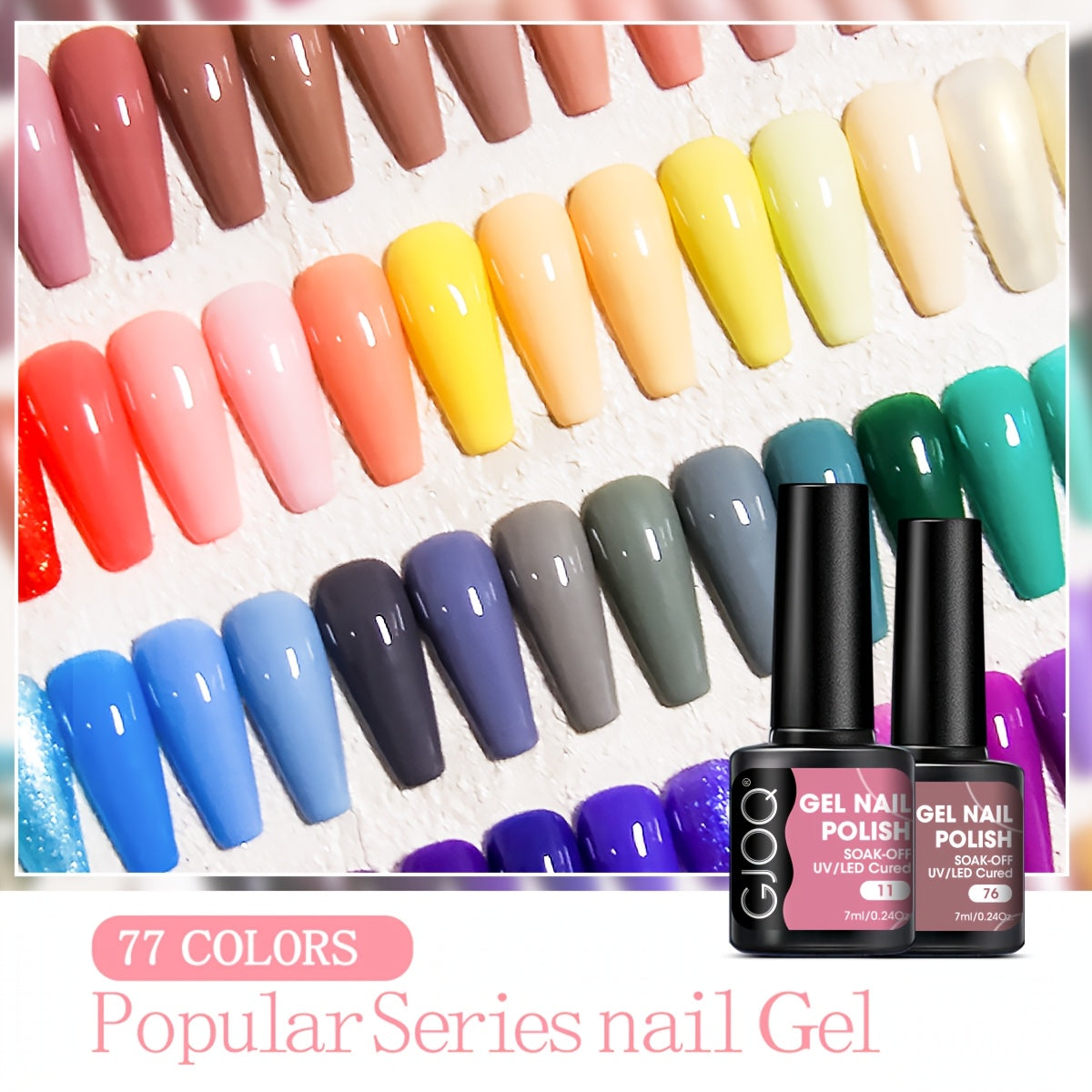 GJOQ 8-piece Gel Nail Polish Set: Long-lasting, UV/LED soakable, hypoallergenic, alcohol-free in neutral & glitter shades - ideal for DIY & salon.