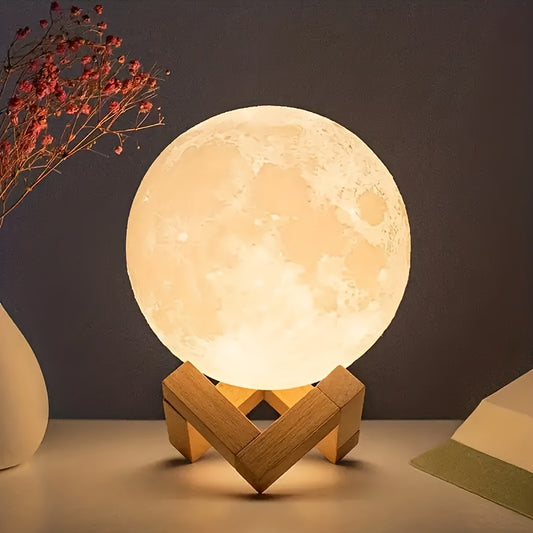 Modern anime-themed 3D moon table lamp with switch control, battery-powered, suitable for various room types. Great decorative gift and holiday accent lamp.