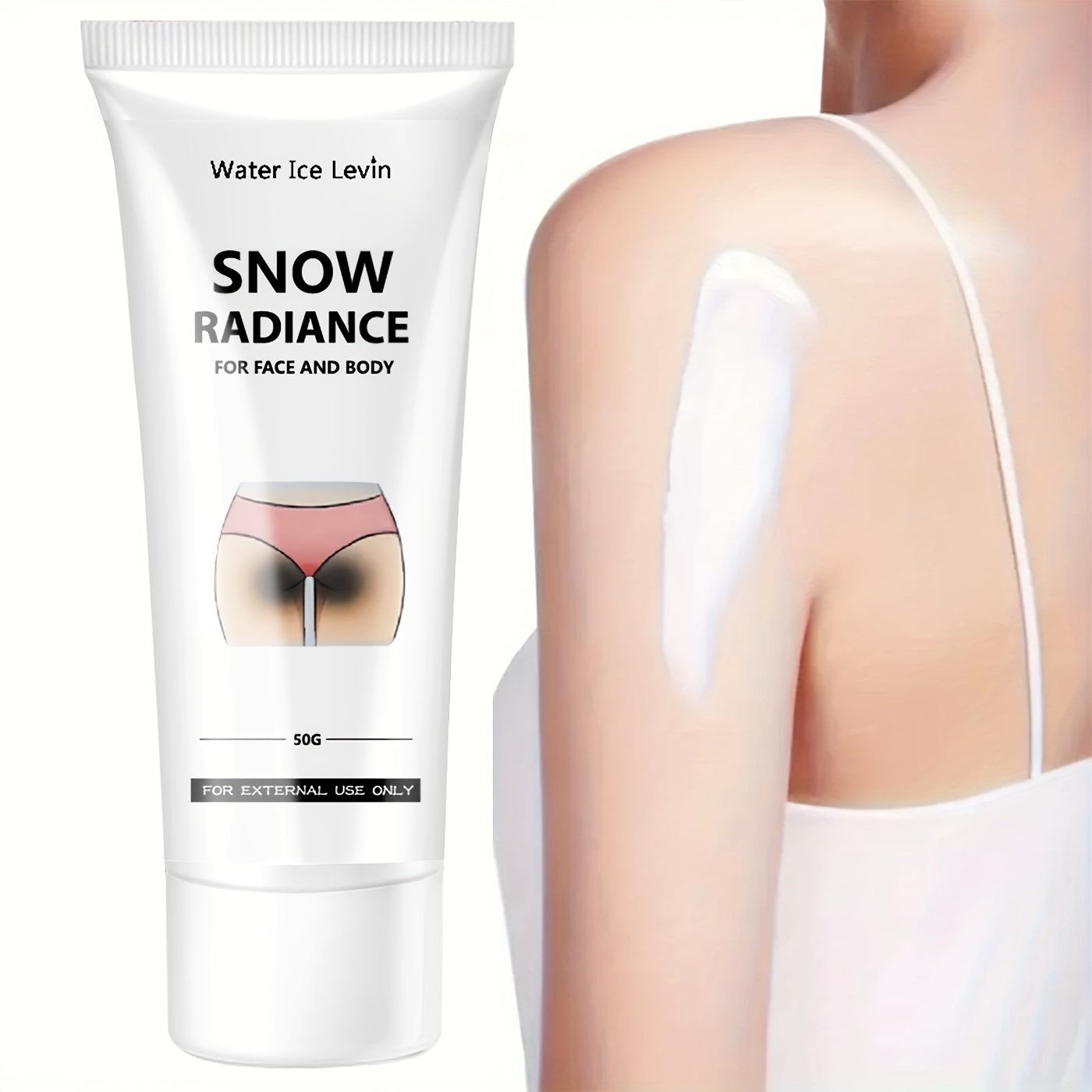 Snowflake Cream contains vitamin C, niacinamide, and centella asiatica for energizing and brightening various body areas.