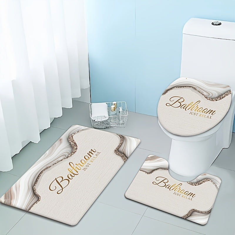 Three-piece Bathroom Set including a Floor Mat, Flannel Toilet Floor Mat, and Bathtub Edge Foot Mat. Additionally, there is an Absorbent Floor Mat for the Bedroom, Living Room, Coffee Table, Balcony, Door, and Printed Floor Mat.