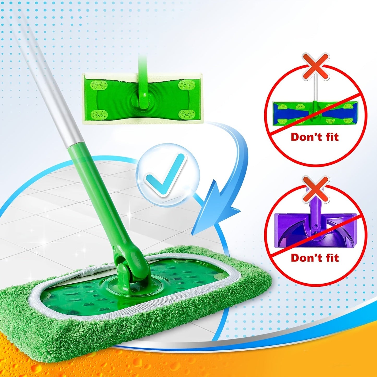 Microfiber Cleaning Mop Replacement Pads - Set of 4 Flat Floor Mop Cloths, Reusable and Long-lasting, Suitable for Wet and Dry Cleaning, Easy to Wash - Compatible with All Floor Surfaces - Ideal for Home Cleaning - Perfect Present for Students and