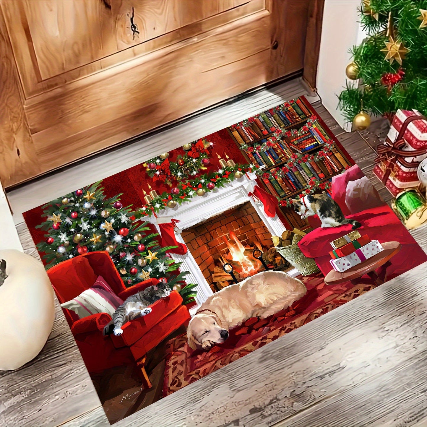 Add a festive touch to your home this holiday season with our Christmas Holiday Decoration Mat! Made from water goose velvet material with a non-slip bottom, this mat is perfect for use at entrance doors, bedroom doors, kitchen doors, and bathroom doors.