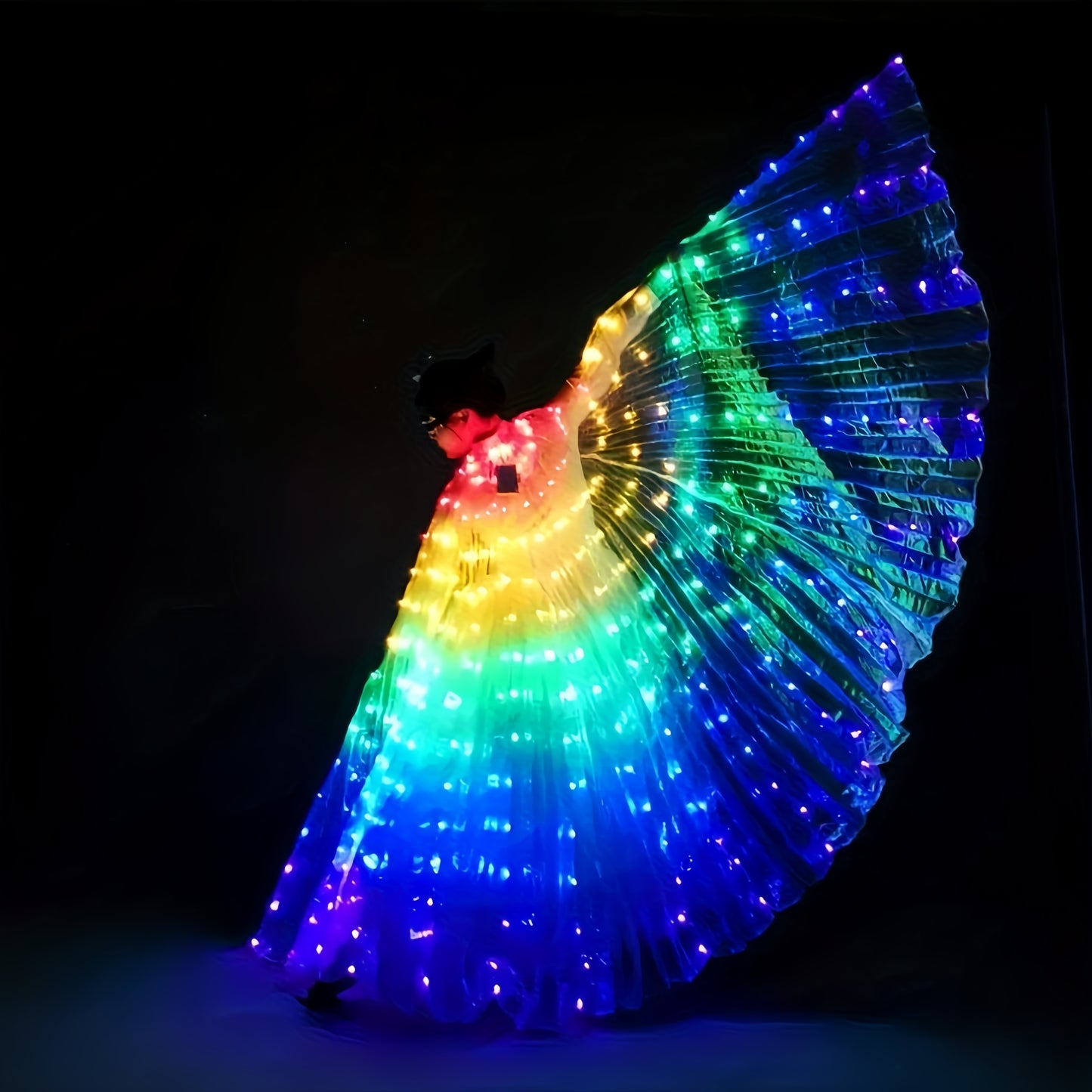 LED Butterfly Wings Light-Up Dance Props with Polyester Material for Belly Dance Performances, Batteries Not Included.