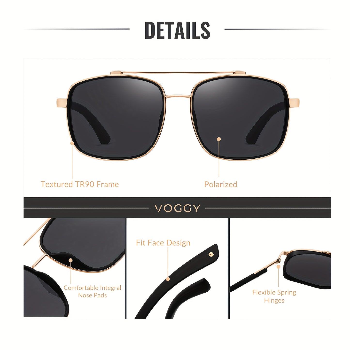 VOGGY Polarized Metal Fashion Glasses for Men & Women - Retro Style, Ideal for Sports, Driving, Cycling, Fishing, and Outdoor Adventures - Includes Black Case