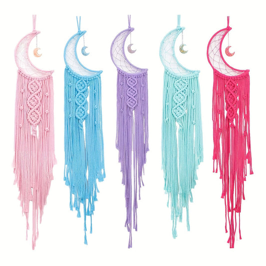 Handcrafted Moon Dream Catcher - Woven Tapestry Wall Hanging for Bedroom, Living Room, and Nursery Decor - 1 Piece