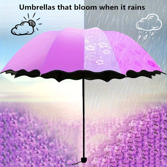 Waterproof folding umbrella with sun protection and wind resistance, Blossoming In Water Sun Umbrella.