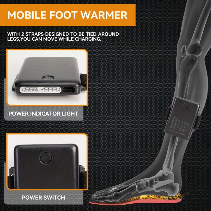 The Rechargeable Heated Insole App enables remote control of battery-powered foot warmers, ideal for outdoor activities such as hunting, fishing, and camping for both men and women.