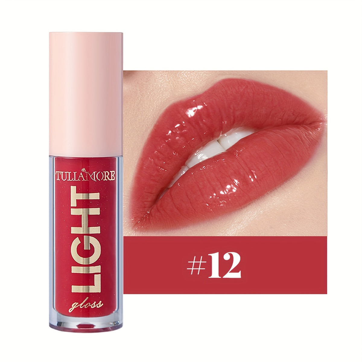 12 colors of lip oil for daily use, providing moisturizing and hydrating benefits with a mirror shine finish.