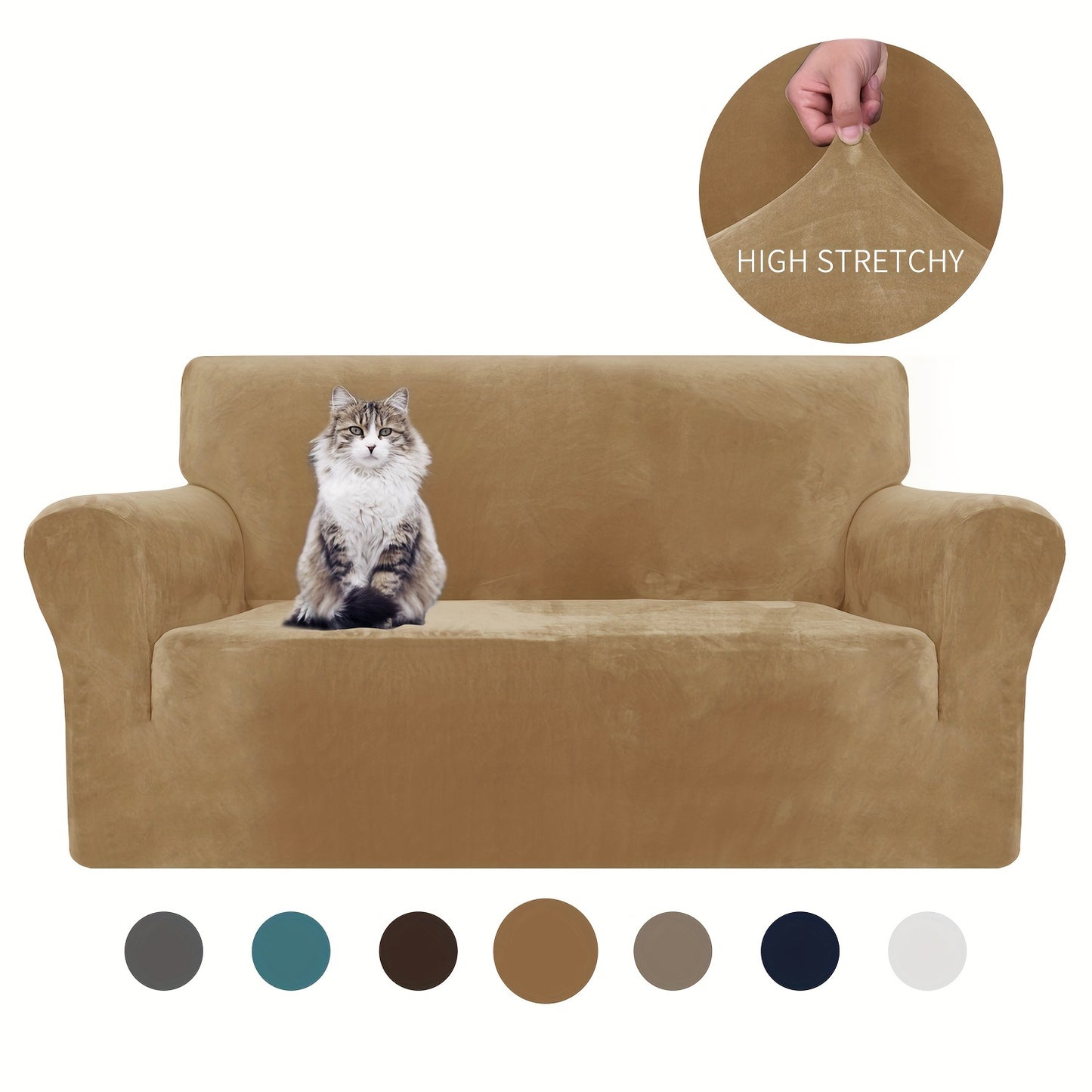 Thickened velvet sofa cover with elastic bottom for all seasons, suitable for pets and provides universal anti-scratch protection for living room home decor.