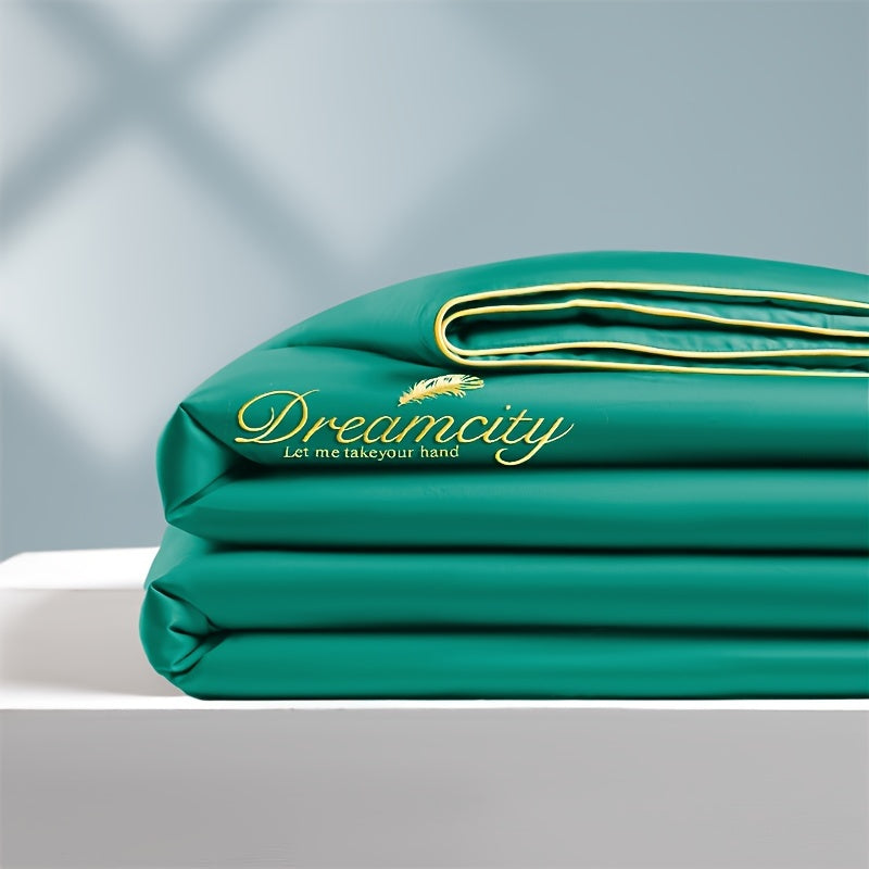 Dreamacity Elegant Summer Quilt - Luxurious Golden Embroidery on Soft, Skin-Friendly 100% Ultrafine Microfiber. Vintage Style Lightweight Cooling Bedding, Machine Washable in Grey. 90g Fabric Weight, Quilting Fabric Only. (Pillowcase & Sheet Not Included)