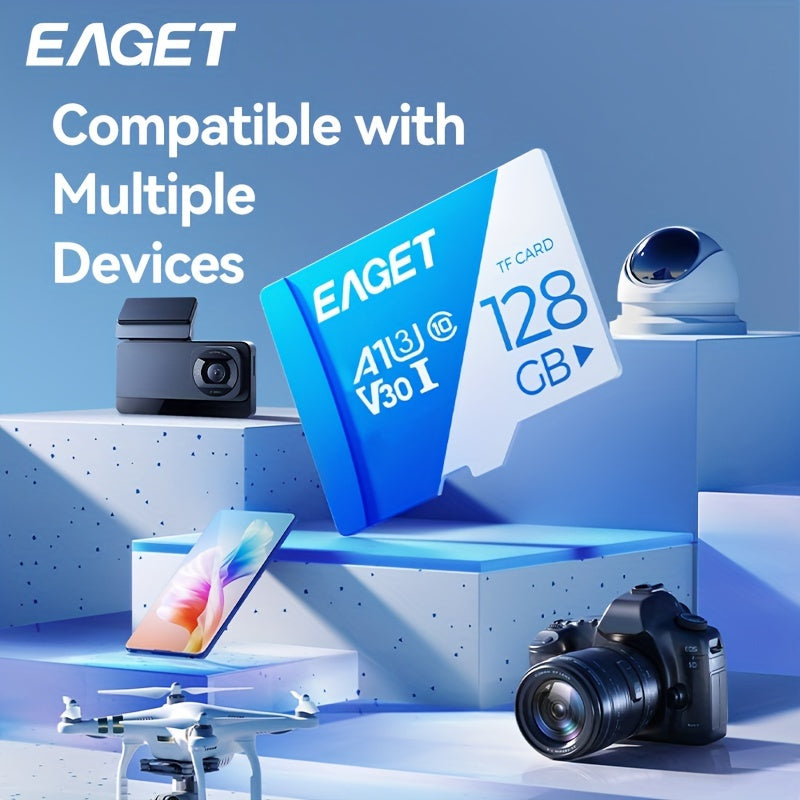 EAGET 128GB SD Card, V30, A1 Class 10, High-Speed, Long-lasting, Compatible with Multiple Devices, Ideal Gift for Birthday/Easter/Boy/Girlfriend