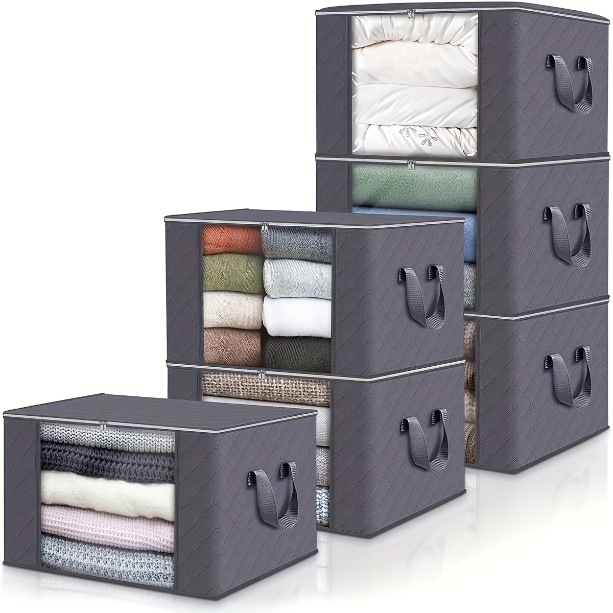 Spacious Foldable Fabric Storage Bins - Perfect for Organizing Clothes, Blankets, and Beyond - Great for Bedroom, Dorms, and Wardrobes, Convenient Under-Bed Storage