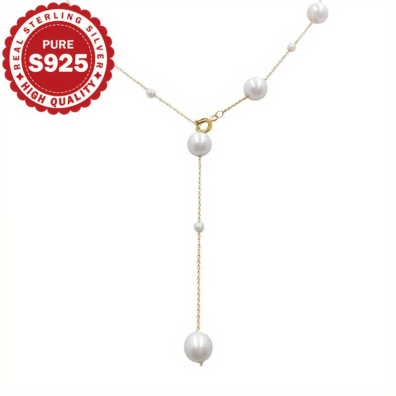 This S925 silver necklace features a single piece of pearl that can be styled in four different ways, making it perfect for banquets and weddings. With its noble and elegant design, this luxurious piece makes a high-end gift for Thanksgiving and