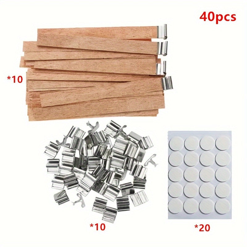 40pcs Wooden Candle Wicks: 12.95 X 1.27 cm, Smokeless, DIY Candle Making