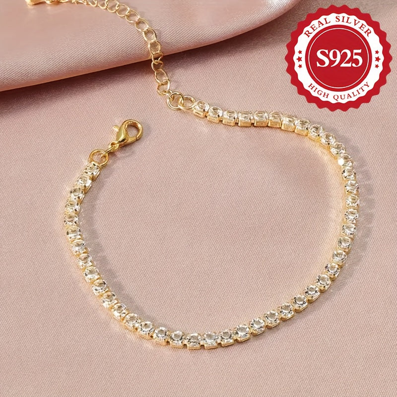 Trendy Style Jewelry Accessory: 1pc Dual-Wear Adjustable Sparkling Zirconia Stone Anklet for Women, 4.8g/0.17oz of S925 Sterling Silver, Hypoallergenic