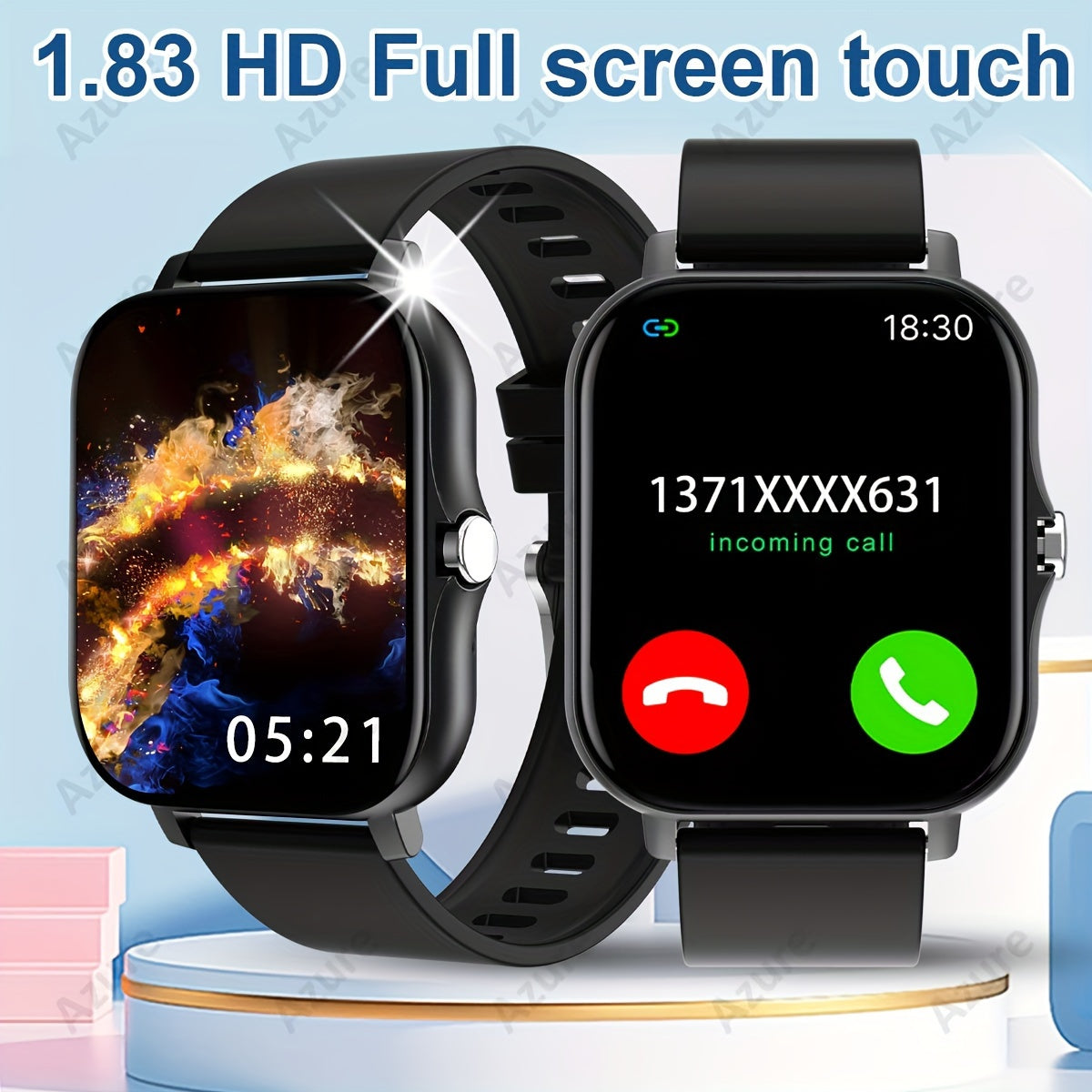 2024 New 1.83 Inch Full Screen Touch Sports Smart Watch for Men and Women with Wireless Call/Message Reminder and Multiple Sports Modes. Features include phone answering/making calls