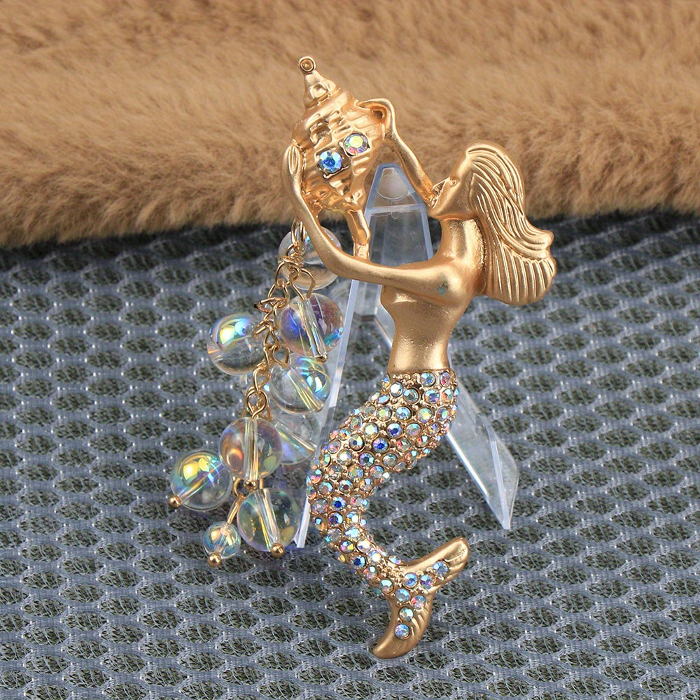 Exquisite Mermaid Brooch adorned with Enamel and Sparkling Rhinestones - Ideal Unique Gift for Ladies