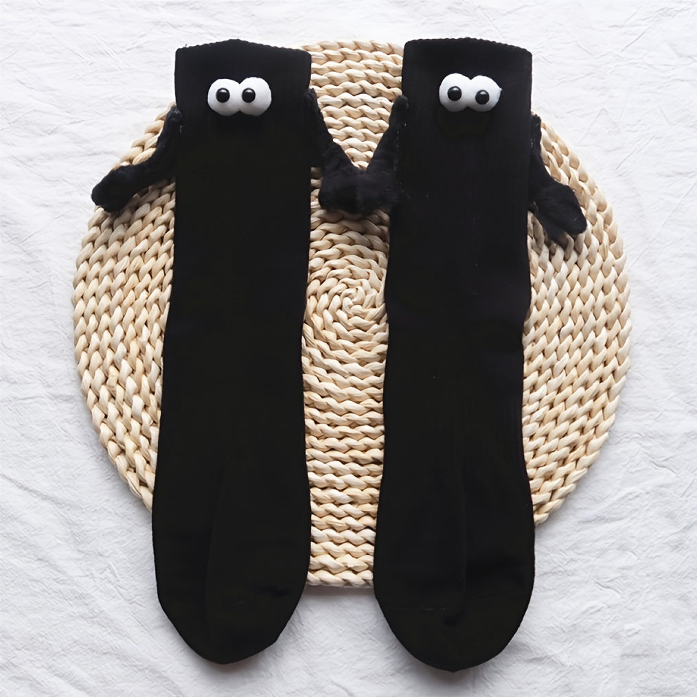 Magnetic couple mid-calf socks for women in cute and funny styles, perfect for internet celebrities and Douyin users.