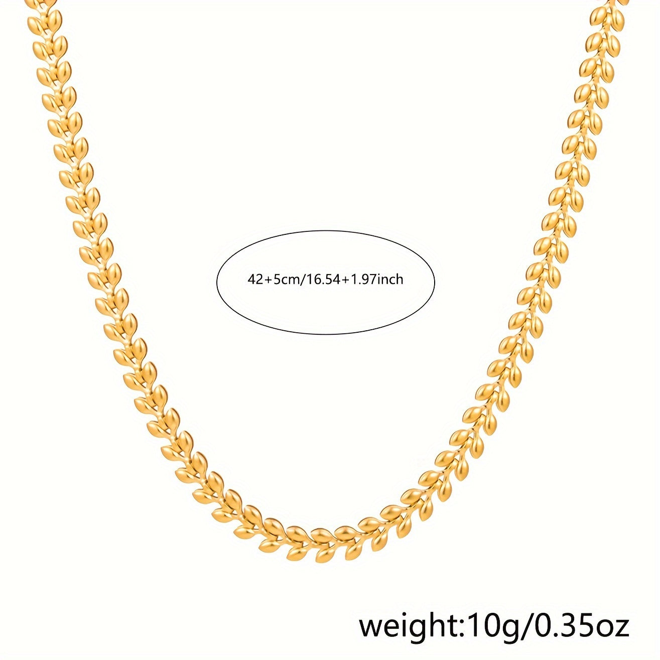 Vintage punk style stainless steel necklace with a simple golden wheat design, perfect for women to wear as a collarbone chain.