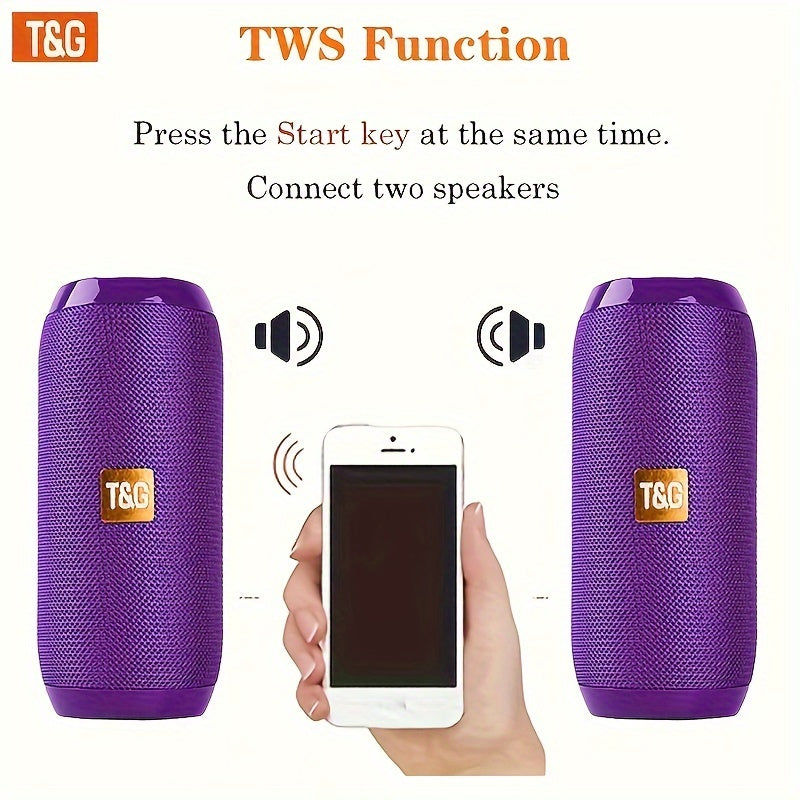 TG117 Portable Wireless Speaker with TWS Stereo, Built-in Mic for Calls, FM Radio, TF Card and USB Playback - Perfect for use.