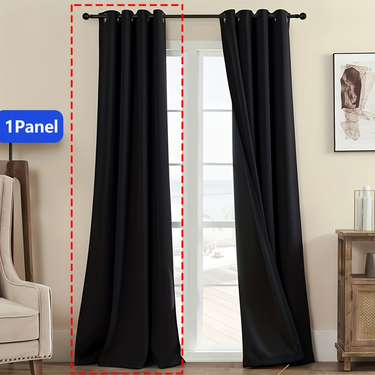 Modern Design Thick Blackout Curtain - Energy-Efficient, Light-Blocking, Grommet Top for Easy Hanging - Suitable for Living Room, Bedroom, Bay Window, Balcony - Made of Polyester, All-Season Use - Ideal for Living Room Décor