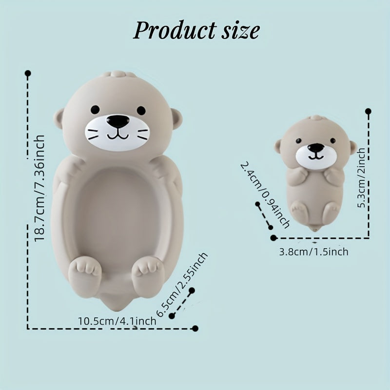 [Customer Favorite] Kids Bath Toy Set featuring a Floating Otter and Water Play Animals in Gray