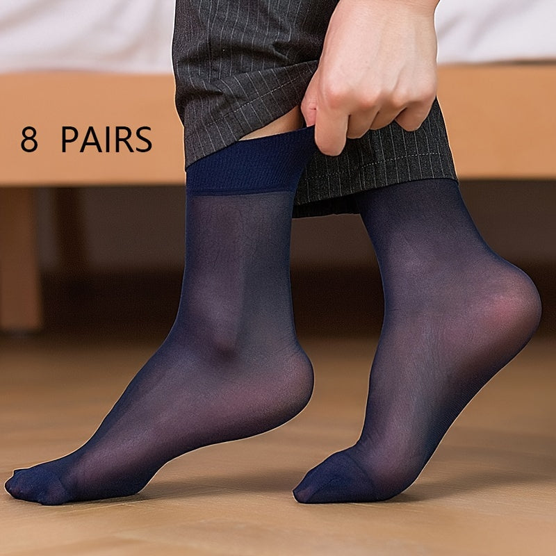 Set of 8 odor-resistant and wear-resistant men's steel stockings for summer, featuring breathable mid-tube design suitable for business attire.