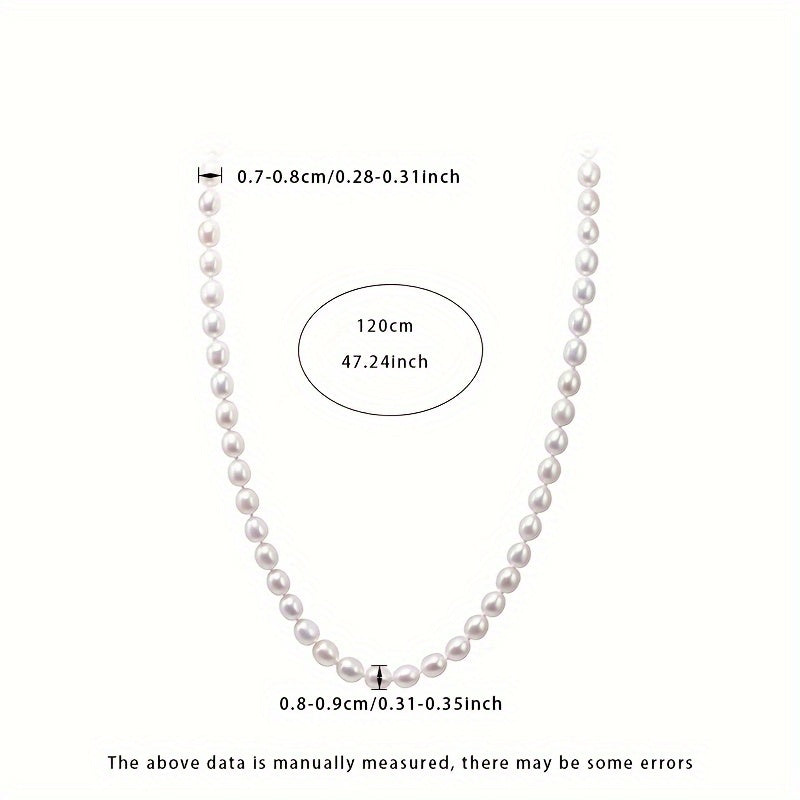 This Women's Fashion Pearl Necklace is made of stunning 8-9mm strong light rice-shaped natural freshwater pearls. The 120cm long sweater chain by Liying comes in a beautiful gift box. Please note that due to the natural gemstone material, the shape and