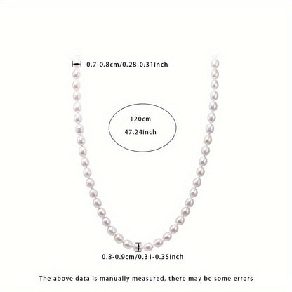 This Women's Fashion Pearl Necklace is made of stunning 8-9mm strong light rice-shaped natural freshwater pearls. The 120cm long sweater chain by Liying comes in a beautiful gift box. Please note that due to the natural gemstone material, the shape and